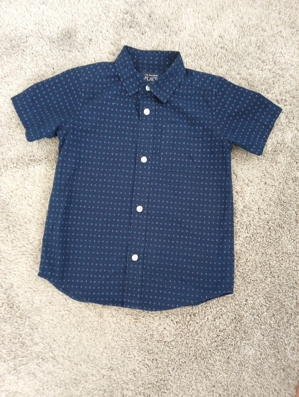 The Children's Place Boy Navy Short-Sleeve Button-Down Shirt - Size 5T